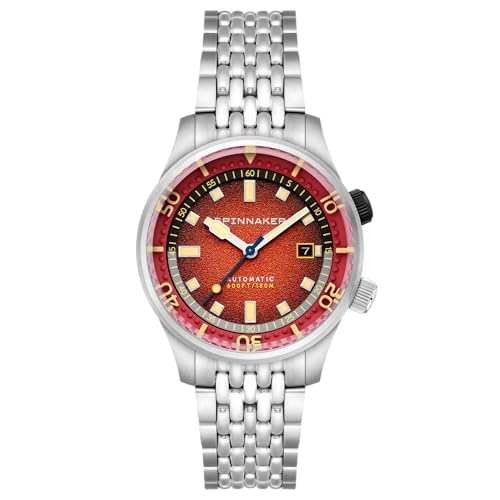 Spinnaker Mens 42mm Bradner Automatic Red Reef Watch with Solid Stainless Steel Bracelet SP-5062-55