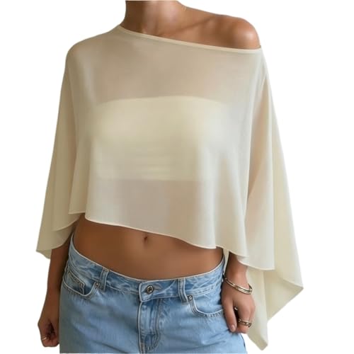 Poncho asymétrique en maille pour femme - Cape de plage légère