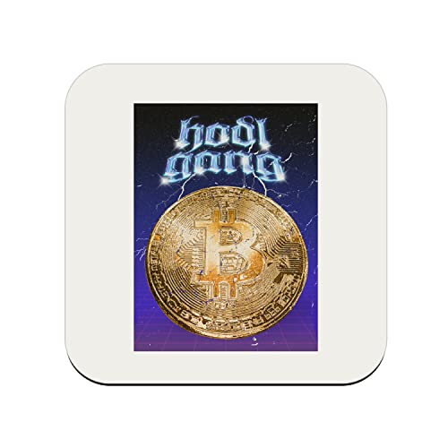 Cork Coaster - HODL Gang Crypto Currency Trading Blockchain Finance Business Bitcoin Humour Meme - 1 Unit (95 x 95 mm)