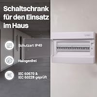 Intratec Sicherungskasten Unterputz 1 reihig – Unterputz Verteilerkasten IP40 für 18 Module mit weißer Tür und Hutschiene für einfache Elektroinstallation Zuhause & Gewerbe – 232 x 392 x 106 mm – Ansicht 4