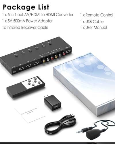 Image of 2-in-1 HDMI & AV Switcher - Play PS5 & Retro Games on 1 TV, 3 HDMI 2.0 (4K HDR) + 2 RCA Inputs - Supports Xbox Series X /Switch /Wii /PS2 /N64 - HDCP 2.2, 3D, 4:3 /16:9 Toggle