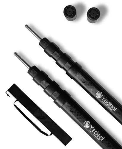 【収納高さ79CM】タープポール 伸縮ポール 厚さ1.5mm 2本セット 収納袋付き スライドだけ 連結不要 設営簡単 キャンプ テントポール アルミ製 (四角形φ30 190cm-240cm 79CM収納高さ, ブラック)