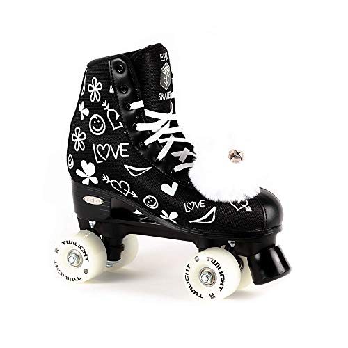 Epic Skates Womens Luv Quad Roller Skates, Black/White, Ladies 5 #TOP3