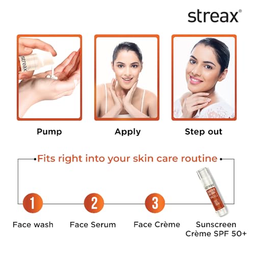 Image of Streax Sunscreen Gel Creme SPF 50 PA+++, 50g | 3% Niacinamide | Serum Infused Sunscreen | Non-Oily, No White Cast | Hydrating & Brightening