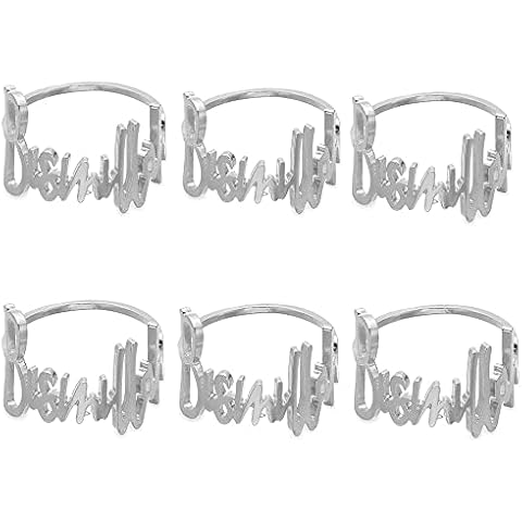 Tpocean 6 Pieces Napkin Rings Metal Bismillah Letter Napkin Ring Set for Wedding Party Christmas Thanksgiving Cover