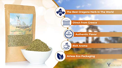 WILD GREEK OREGANO DRIED PREMIUM QUALITY- from Mount Olympus Handpicked and Air-Dried (origanum vulgare) 40g (1.41oz) in DoyPack with ZipLock for Awesome Freshness and Aroma - Mediterranean Seasoning