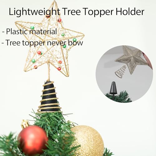 Lightweight Christmas Tree Topper Holder 3Pack, Black Angle Star Tree Topper Stabilizer with Tape, Fits All Clip on Tree Topper