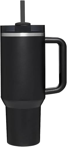 Vaso moderno Quencher Adventure de 40 onzas, vaso de acero inoxidable aislado al vacío, vaso de viaje con tapa y pajilla, viene con silicona sin