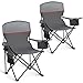 HIGH POINT SPORTS Lot de 2 Chaise de Camping Pliante avec Sac Isotherme, Sac de Rangement, Chaise de Pêche Pliable jusqu'à 120 kg, Chaise de Camping d'Extérieur avec Porte-gobelets, Gris