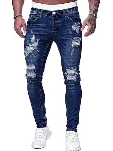 Floerns Men's Ripped Skinny Pants Distressed Denim Jeans with Pocket