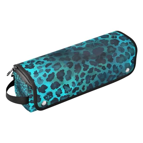 Blue Leopard Print Hair Tools Travel Bag and Heat Resistant Mat, organizador de herramientas para cabello miniatura 1