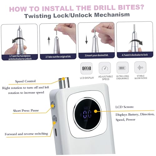 Kit de manucure électrique 45000 tr/min avec écran LCD de haute précision