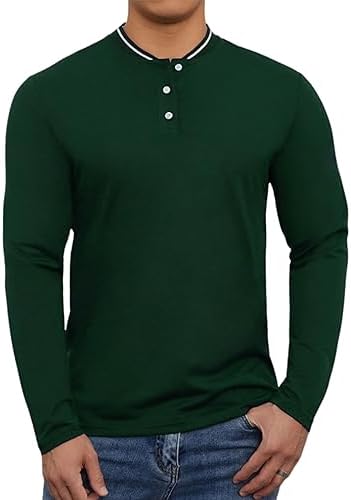 OYOZONE Men’s Polo Shirts Casual Short Sleeve Cotton Pique Polo T Shirts Classic Collarless Golf Shirts for Men