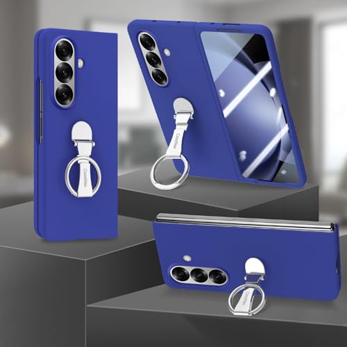 Coque Samsung Galaxy Z Fold 7 bleue avec anneau de support arrière et film écran