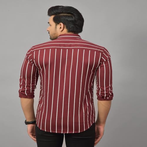 Image of Regular Fit Striped Lining Cotton Full Sleeve Casual Shirts for Men /Long Sleeves Cotton Striped, Cotton Shirt Crafted with Regular Sleeve, Comfort Fit & High-Performance for Everyday Wear