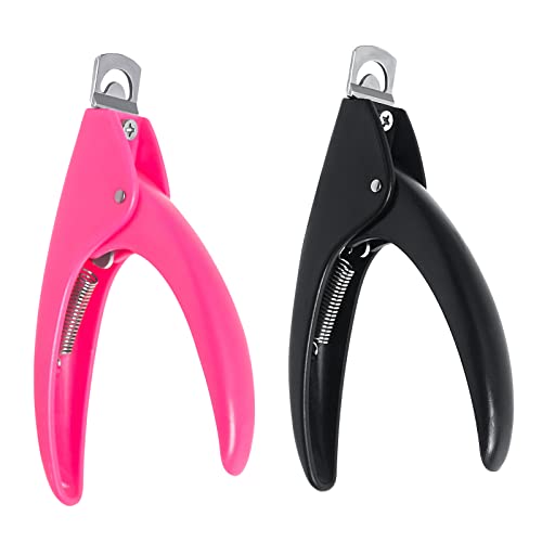 AORAEM Acrylic Nail Clippers,2Pcs Nail Cutter Set Black and Pink Professional Flase Nail Tip Trimmer for Artificial Nail Art Manicure Tools (Black+Pink)