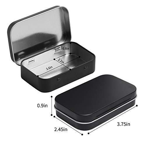 Image of Tamicy Metal Rectangular Hinged Tins, Pack of 40, Matte Black