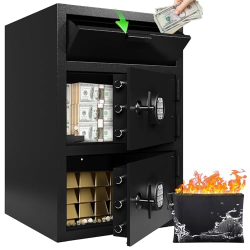 KAER 9.5 CuFt Drop Safe for Business, Cash Safe with Drop Slot, 116 lbs Heavy Duty Money Safe Box with Deposit Slot, Anti-Theft Safety Boxes for Home Floor Safe, Quick Access Digital Keypad Keys