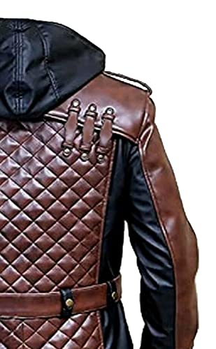 Assassins Gang Cred Black and Brown Men Trench Leather Long Coat3