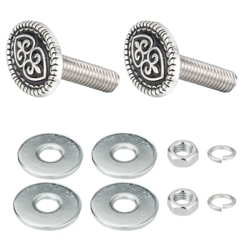 Arenbel Elliptic License Plate Frame Bolts Screws 2Pcs Car Tag Fasteners Nuts Kit Fit Vehicles Motorcycle Trucks SUV