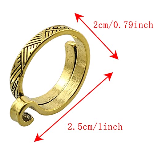 Zyamy 2Pcs Metal Crochet Loop Ring Adjustable Knitting Loop Braided Knitting Ring Yarn Guide Finger Holder Knitting Thimbles For Crochet Knitting Accessories Tools (Gold + Silver) #TOP3