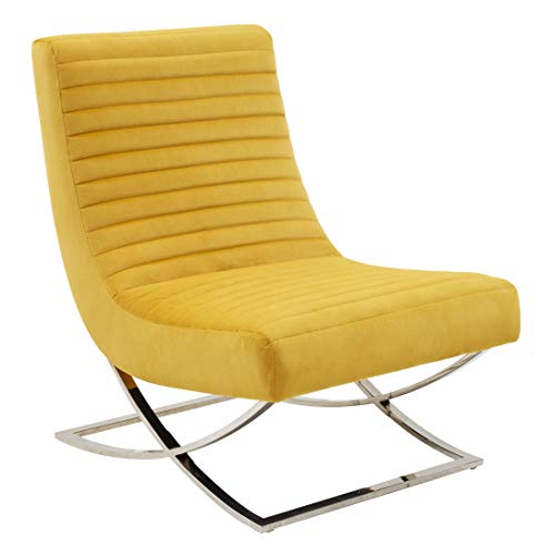Safavieh Couture Home Collection Ramsay Yellow Tufted Velvet Upholstered Living Room Bedroom Office Lounge Accent Chair Sfv4761C #TOP3