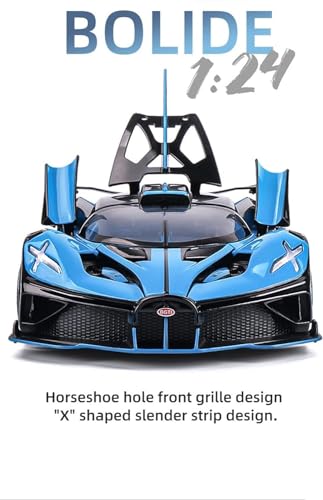 Image of Magicwand 1:24 Scale Die-Cast Bugattti Bolide【Only Blue】【Large】 with 4 Openable Doors,Pull Back Action,Lights,Music & Working Horn【Pack of 1】