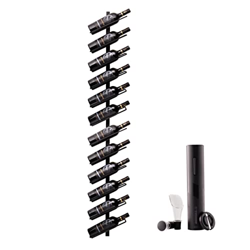 Ede & Style Metal Wall Mounted Wine Rack For 12 Bottles - Vertical Wine Rack Wall Mounted 4 Ft, Wine Bottle Rack, Modern Wine Storage Rack, Electric Wine Bottle Opener 4 In 1 Gift Set. #TOP1