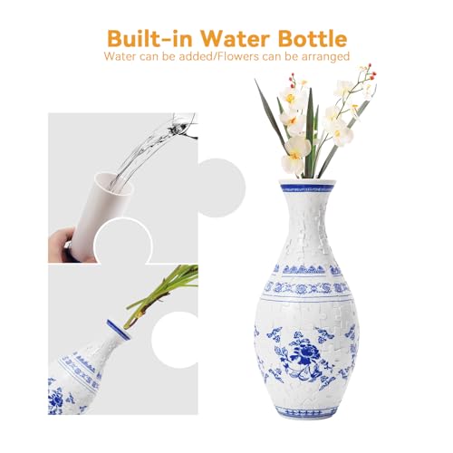Image of 3D Puzzle Planter Vase for Adult, 160 Pieces DIY Flower Vase for Home Decoration - Perfect Housewarming Gift (Blue and White Porcelain)