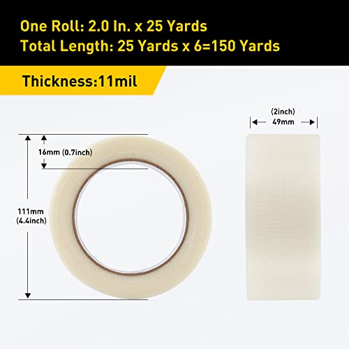 Lichamp 6 Rolls Heavy Duty Duct Tapes, Waterproof No Residue Clear Duct Tape For Packaging Taping Sealing Repairing Tying, Thick & Wide Tape For Diy Or Commercial Use, 2 Inches X 25 Yards, A206Tp #TOP6