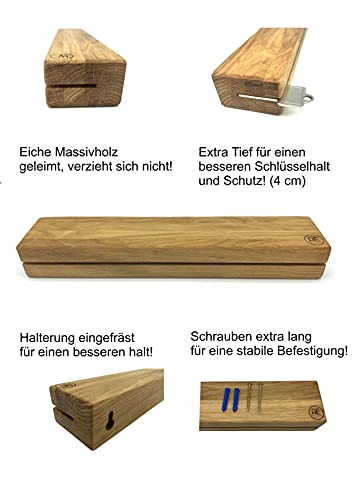 AE GÜNTHER Schlüsselbrett Aus Eiche & Stahl – Schlüsselhalter Mit Ablage, Magnethaken, Made In Germany