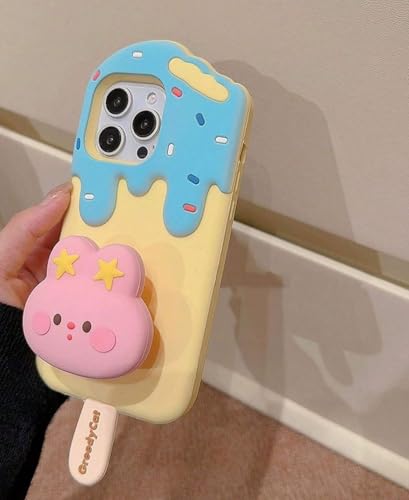 Image of COVERLY for iPhone 12 Pro 3D Ice Cream Cartoon Case,Premium Luxury Silicone Case Cotton Candy with Phone Holder Cool Full Protective Cute Kawaii Aesthetic Cover for Apple iPhone 12 Pro