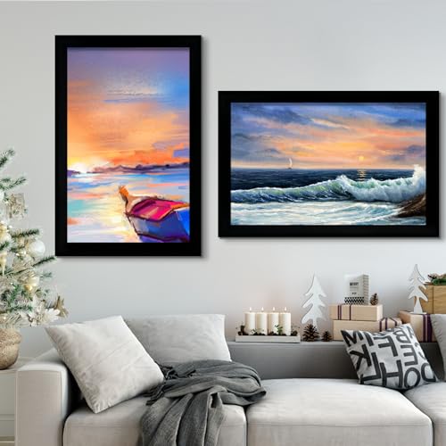 Image of LUCKYLIFE 22.37x34 Picture Frame, Wall Hanging Poster Frames, Display Pictures 22.37 x 34 without Mat, Pack of 2, Black