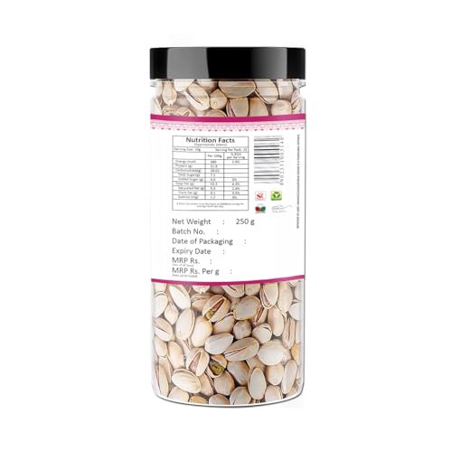 Image of YUM YUM Pistachios Roasted & Salted, Pista, 250g Jar, Rich In Protein, Phosphorus, & Dietary Fibre, Premium Nuts & Dry Fruits, Crunchy & Delicious Healthy Snack
