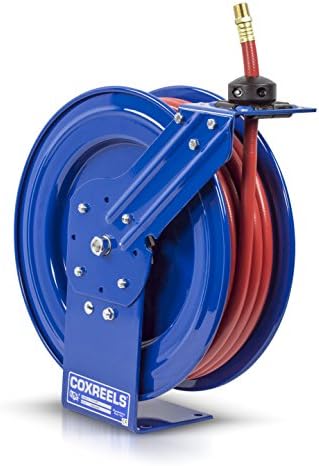 Coxreels P-LP-450 Retractable Air/Water Low-Pressure Hose Reel, P Series, ½” x 50’ - Easy-to-Use Compact Design- Heavy-Duty Steel Construction, Made in the USA