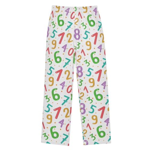 ZZXXB Colorful Numbers Boys Long Pants Soft Trousers Elastic Waist Kids Lounge Bottoms with Pockets S-XL