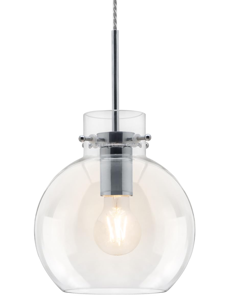 Clear Glass Globe Pendant Light Modern Transparent Ceiling Lamp Shade Ball Chrome Holder H3132