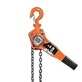 lyrlody Orangefarbener Kettenzug mit Ratschenhebel, 3 Meter,Verzinkter Manganstahl für 750 Kg Hubgewicht
