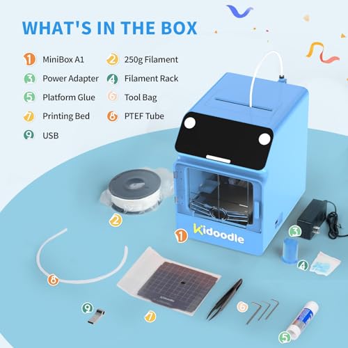 Image of Kidoodle 3D Printer for Kids - Toy 3D Printers, Huge Toy Library Weekly Update, Wi-Fi & App Control, Up to 600mm /s Faster Printing Speed, Mini 3D Printer Kids, Safe for Children, Easy to Use