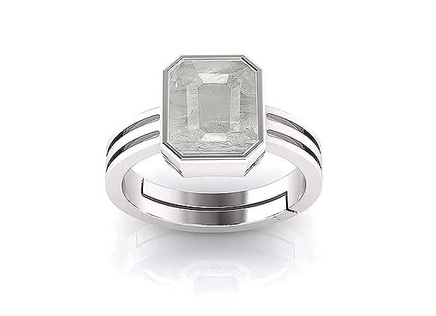 Bague en argent 13,25 Ratti avec saphir blanc naturel ajustable Safed Pukhraj