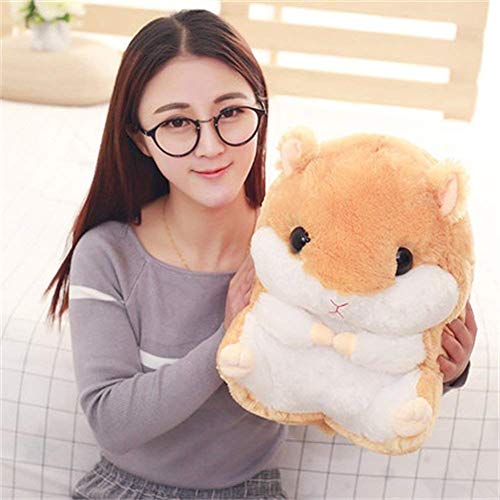 YunNasi 2 in 1 Hamster Kuscheltier Plüschtier Hamster Kissen mit Kuscheldecke Super Süßes Geschenk für Kinder und Freundin 50cmX30cm (Hellbraun)