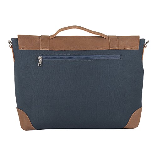 Image of Almolfa Leather Canvas 15 inch Laptop Messenger Bag (Blue)