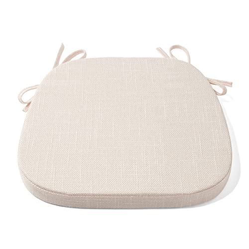 Tromlycs U Shaped Kitchen Chair Seat Cushion Pad for Dining Room Chairs with Ties 15x16 inches White Beige