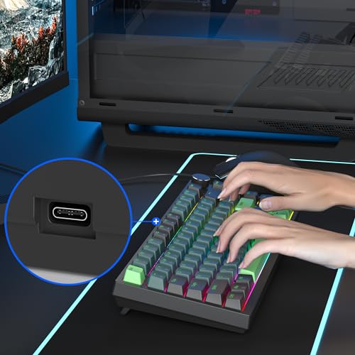 Image of Owpkeenthy 75 Percent Gaming Keyboard Gasket Mounted with Knob,82 Key Mechanical Keyboard Hot Swappable Linear Red Switch RGB Backlit for PC Laptop (82 Wave)