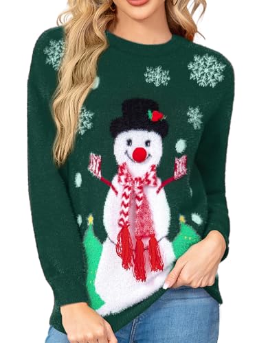 Christmas Sweaters for Women Funny Santa Christmas Tree Graphic Pullover Ugly Xmas Snowman Sweaters