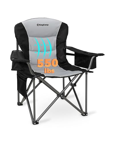 KingCamp Oversized Camping Chair with Adjustable Lumbar Support, 550lbs Heavy