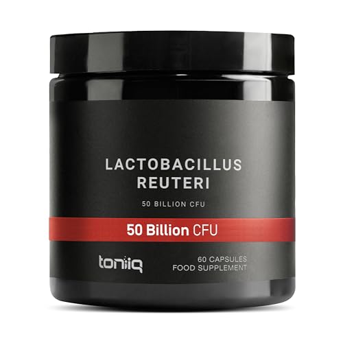Toniiq 50 Billion CFU Lactobacillus Reuteri Probiotic 50mg per Serving - L Reuteri Probiotics - Highest CFU Count Lactobacillus Reuteri Probiotic - 60 Vegetarian Capsules - 60 Servings
