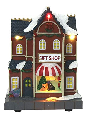 Lightup Christmas Ornament - Miniature Gift Shop Mini Festive Xmas Scene 12.5Cm