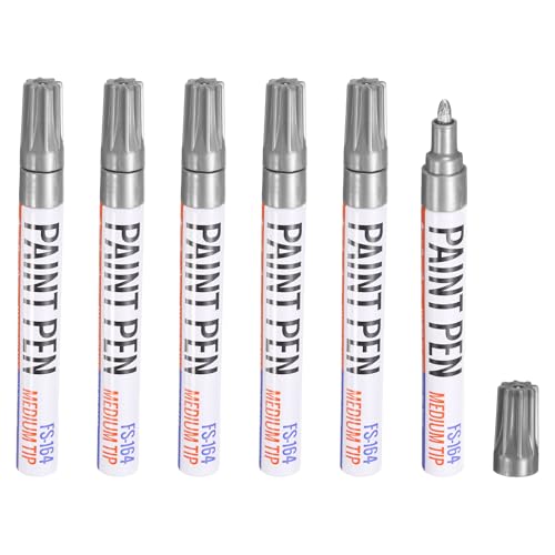 QUARKZMAN 6 rotuladores de pintura de secado rápido resistentes al agua permanentes al óleo para madera metal plástico lienzo vidrio pintura en rocas, plata