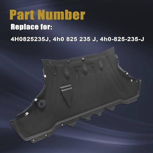 Image of GXARTS Black Under Engine Splash Shield Panel Cover 4H0825235J Compatible with Audi A8 2010 2011 2012 2013